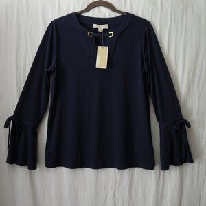 Michael Michael Kors Dressy Long Sleeve Top Dark Navy Blue Blouse Sz Medium